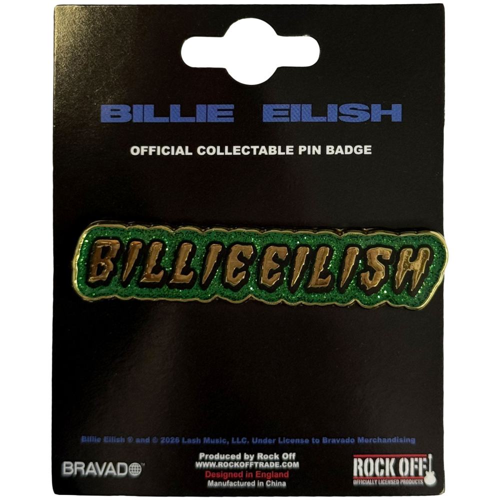 Billie Eilish - Glitter Logo Pin - Green/Gold coloured
